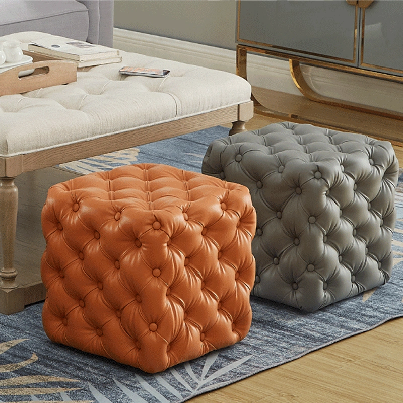 Custom Flannel Furniture Square Small Ottoman