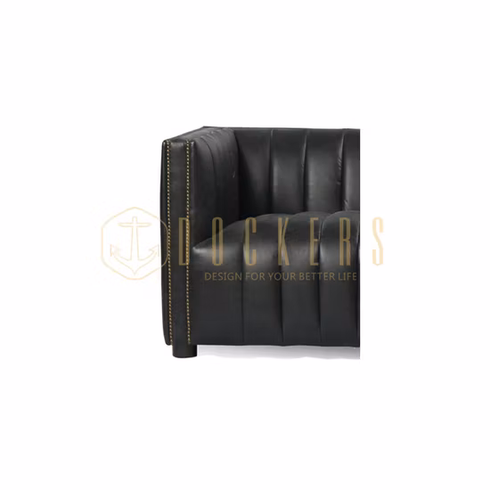 Braunes klassisches Chesterfield-Sofa für die Freizeit im Wohnzimmer mit Beinen aus Leder und PU-Holz, Kupfernägeln, Loveseat, Hotel, Büro, Veranstaltung