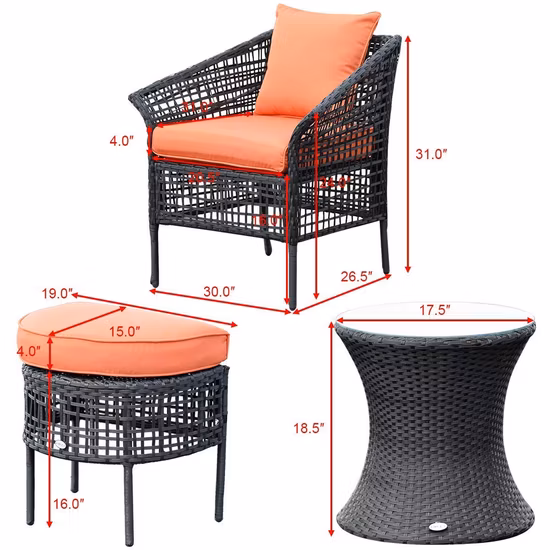 Chinesischer Großhandel Outdoor Rattan Garten Terrasse Möbel Sofa Set Ottomane