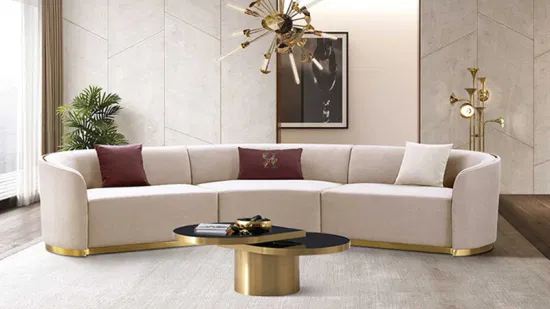 Zhida Neues, hochwertiges italienisches Sofa-Set, Design-Sofa, goldenes Bein, luxuriöses Wohnzimmer-Möbel-Set, modulares rundes Sofa mit Armlehne